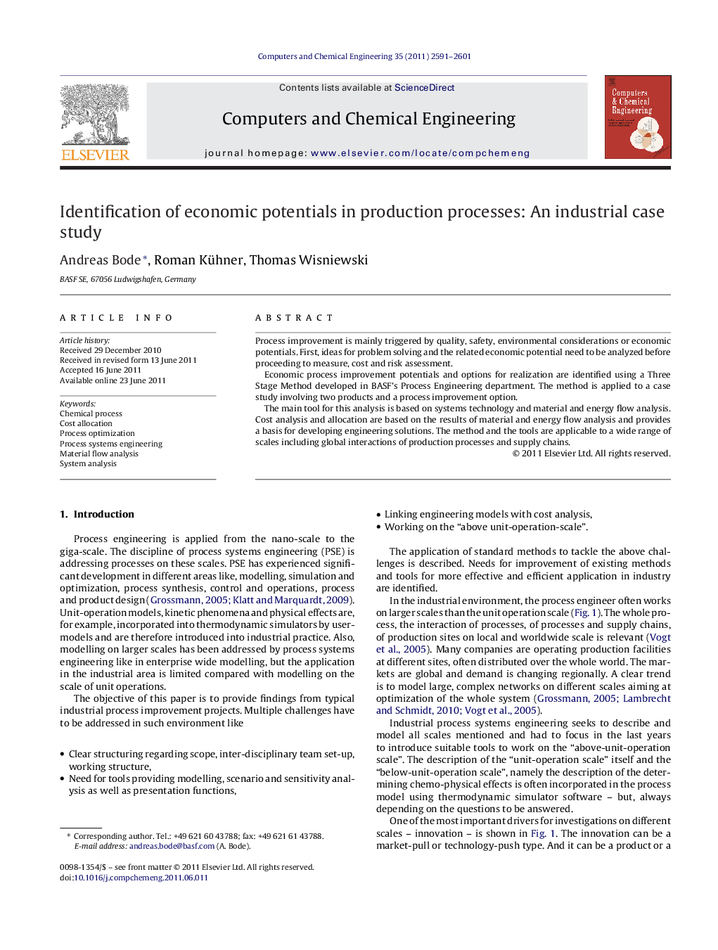 Identification of economic potentials in production processes: An industrial case study