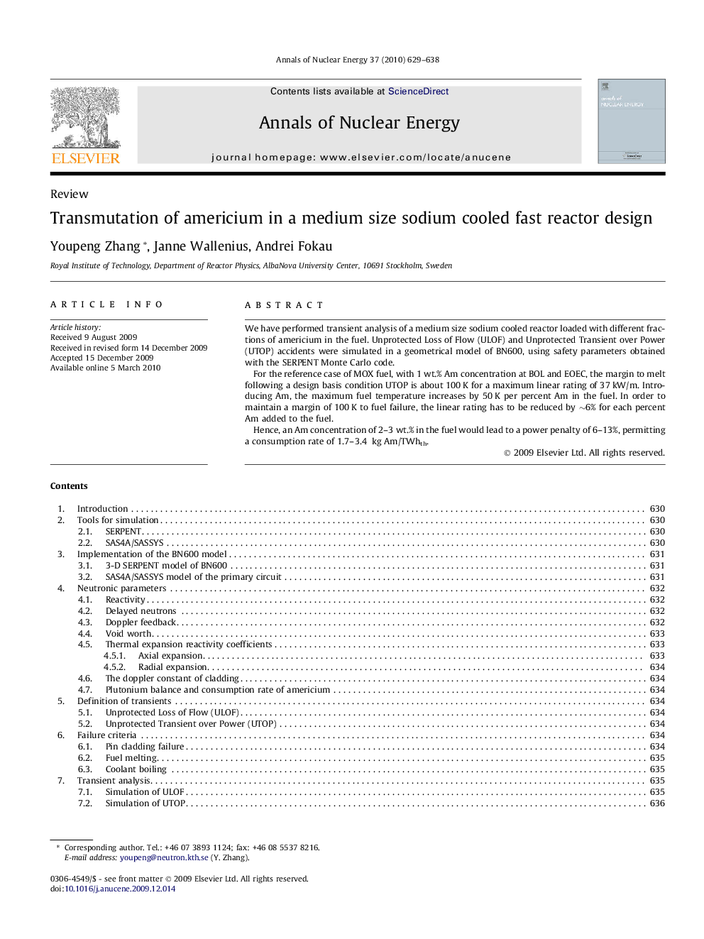 Transmutation of americium in a medium size sodium cooled fast reactor design