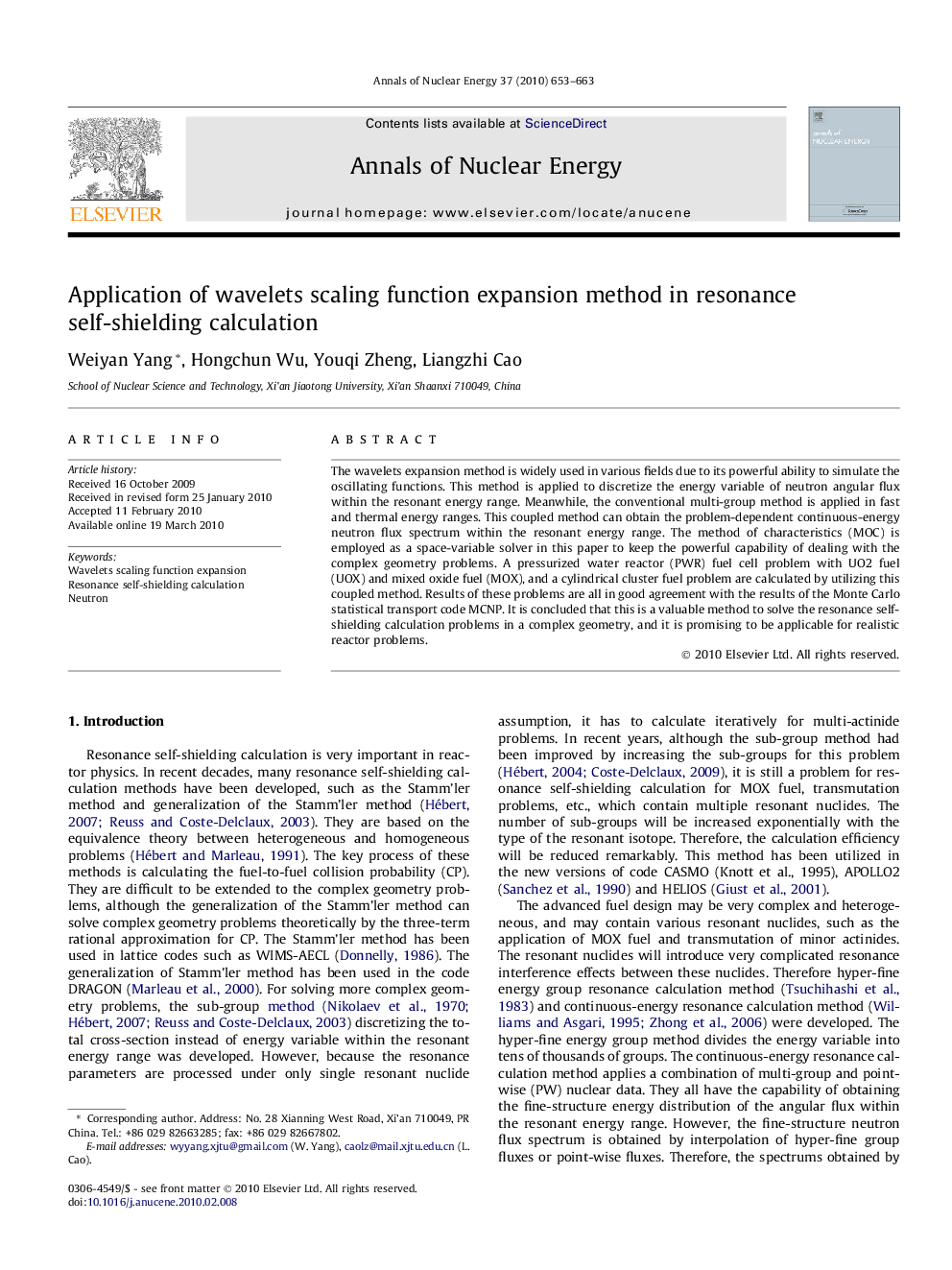Application of wavelets scaling function expansion method in resonance self-shielding calculation