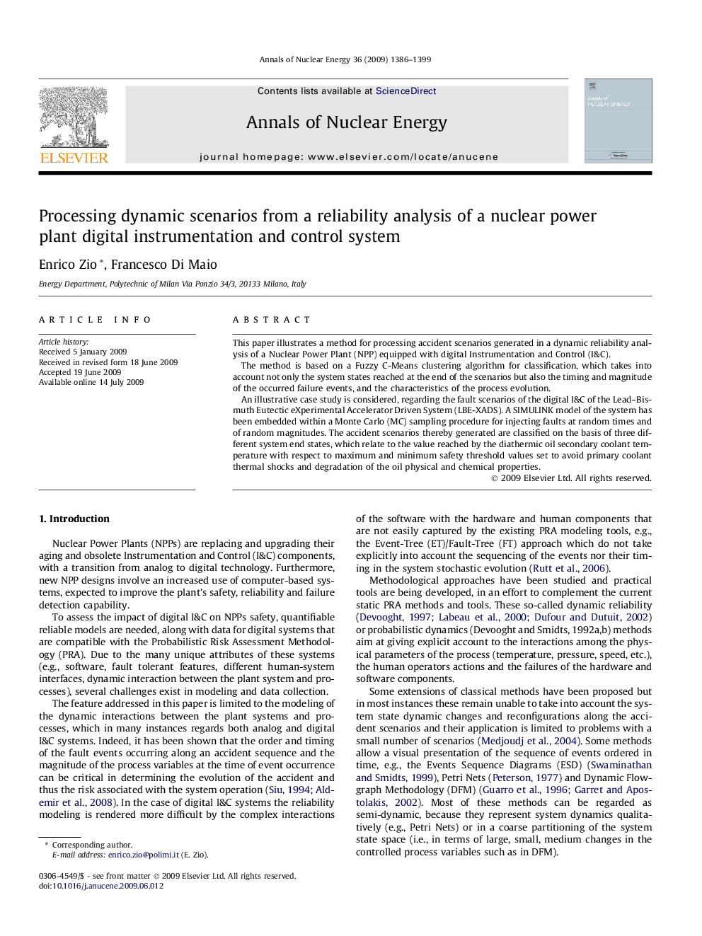 Processing dynamic scenarios from a reliability analysis of a nuclear power plant digital instrumentation and control system