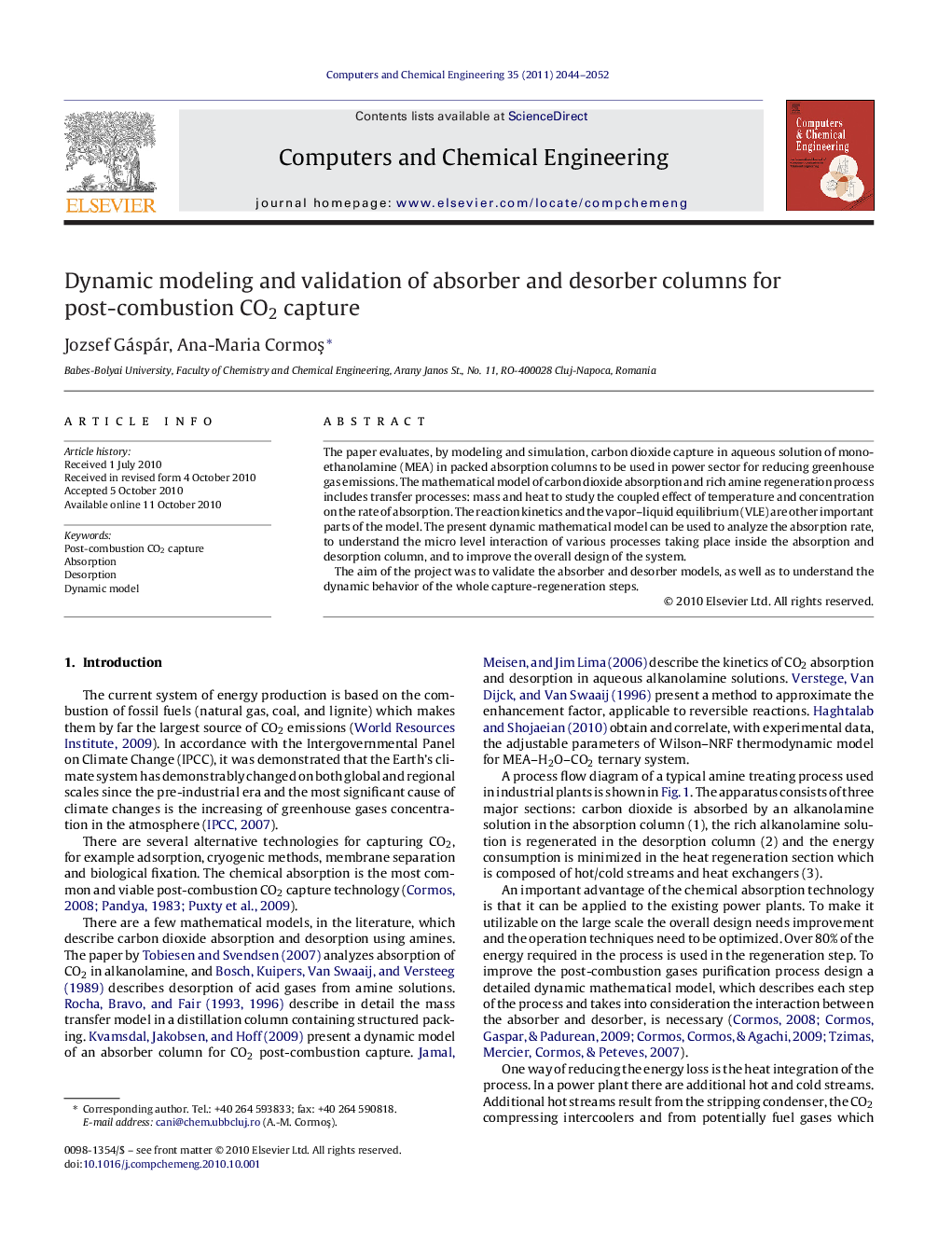 Dynamic modeling and validation of absorber and desorber columns for post-combustion CO2 capture