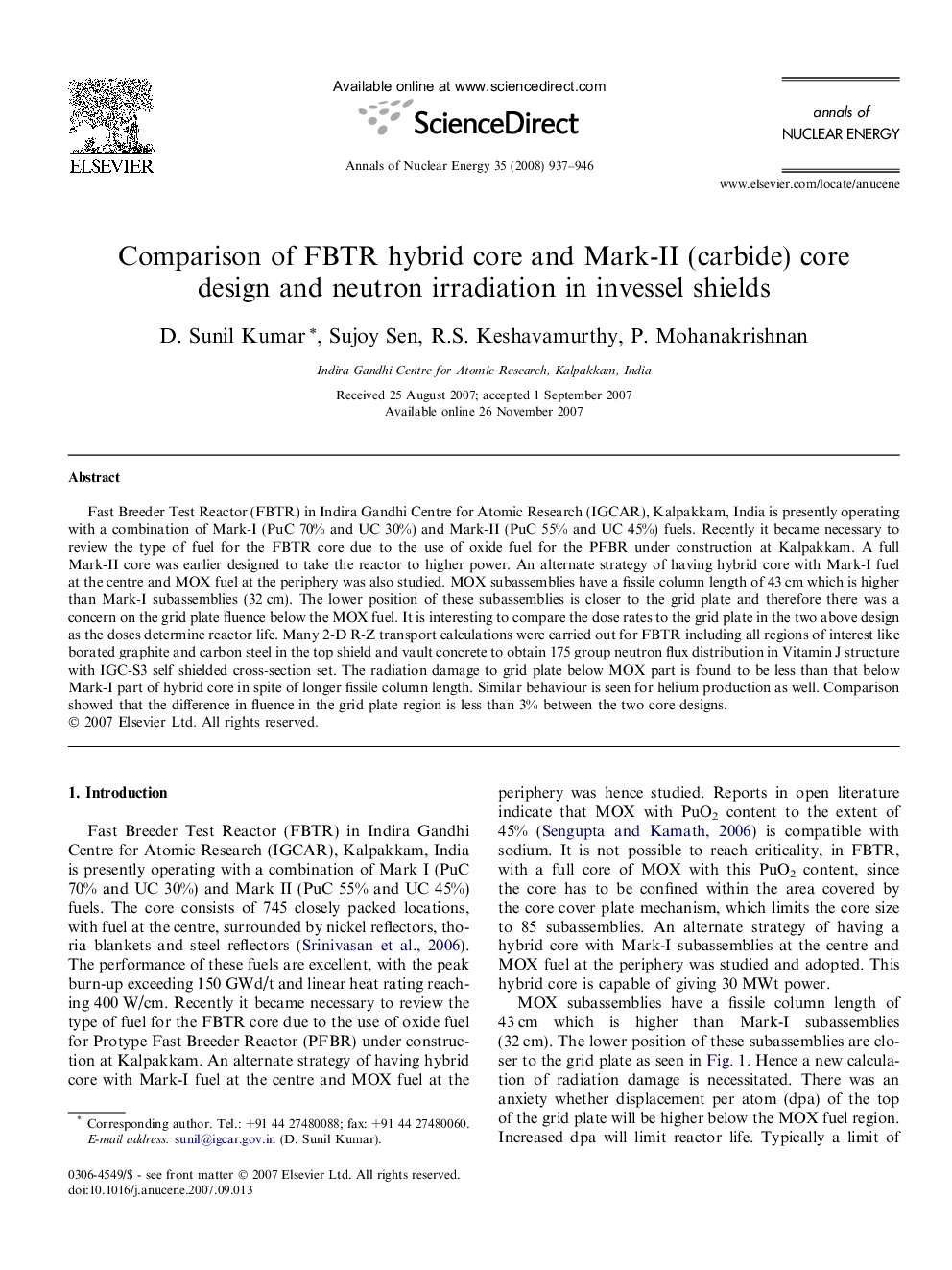 Comparison of FBTR hybrid core and Mark-II (carbide) core design and neutron irradiation in invessel shields