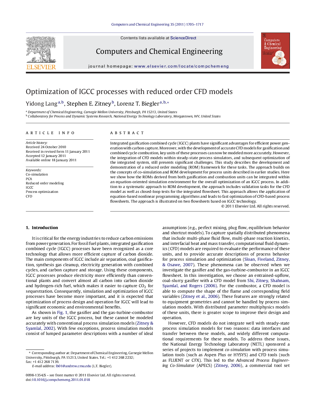 Optimization of IGCC processes with reduced order CFD models