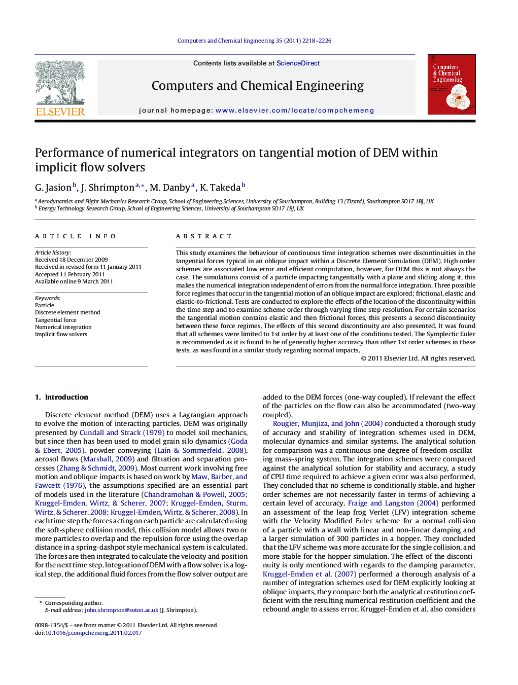 Performance of numerical integrators on tangential motion of DEM within implicit flow solvers