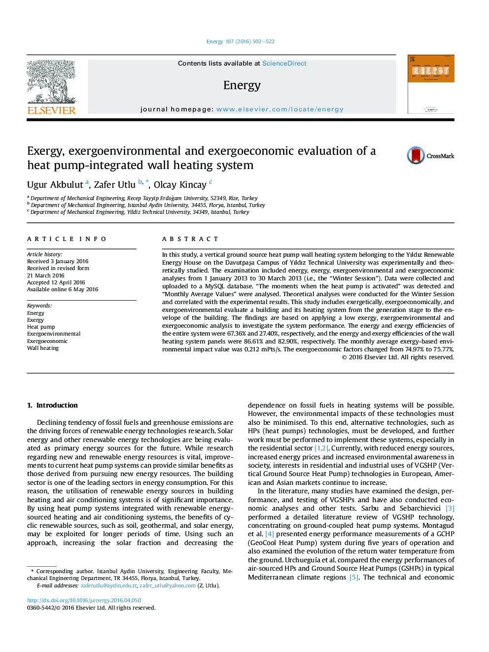 Exergy, exergoenvironmental and exergoeconomic evaluation of a heat pump-integrated wall heating system