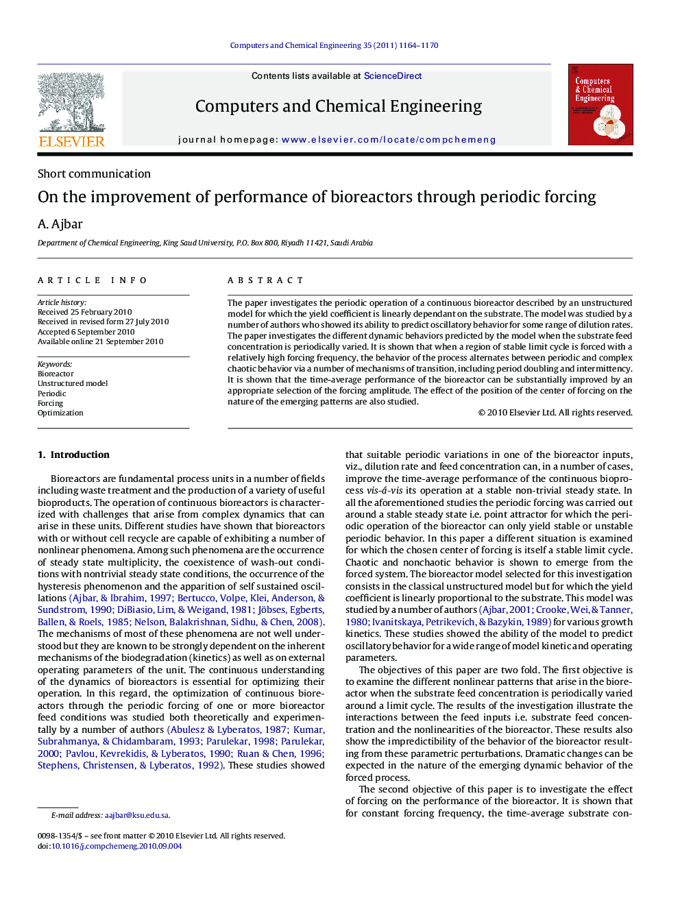 On the improvement of performance of bioreactors through periodic forcing