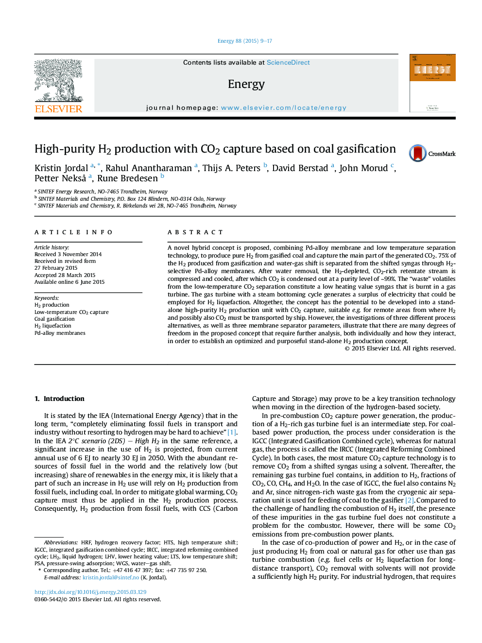 High-purity H2 production with CO2 capture based on coal gasification