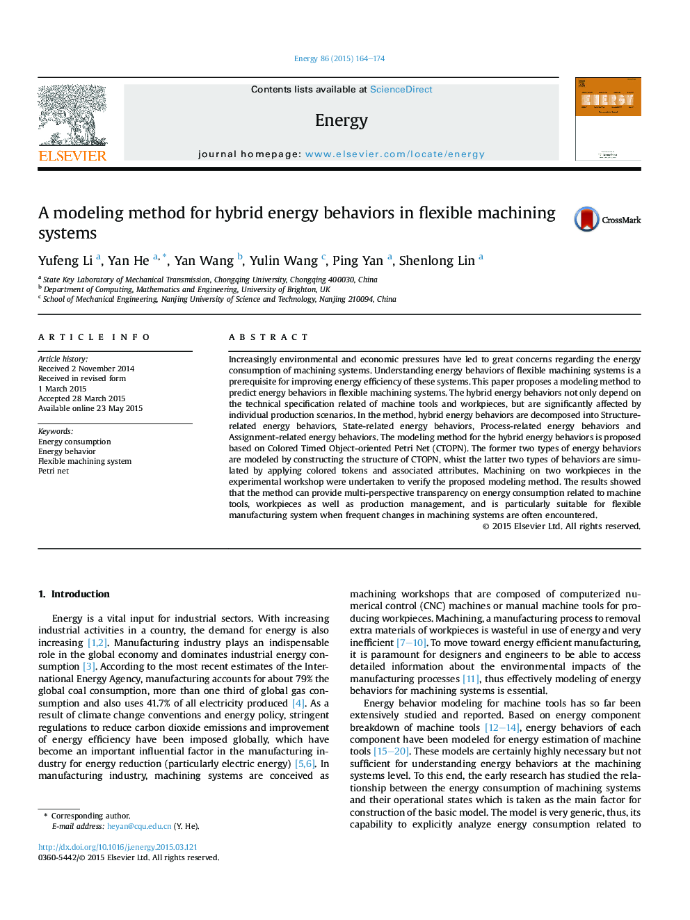 A modeling method for hybrid energy behaviors in flexible machining systems