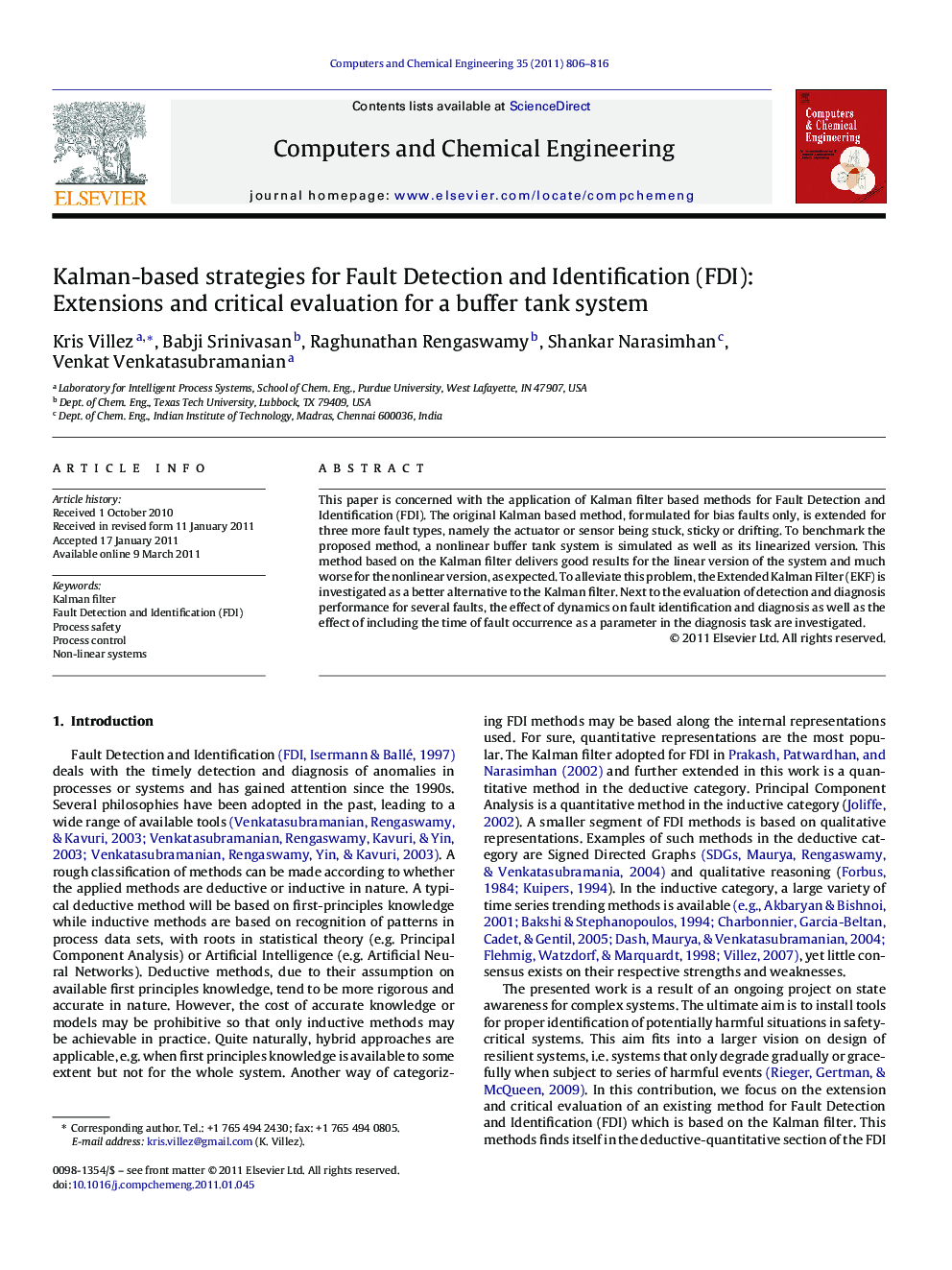 Kalman-based strategies for Fault Detection and Identification (FDI): Extensions and critical evaluation for a buffer tank system