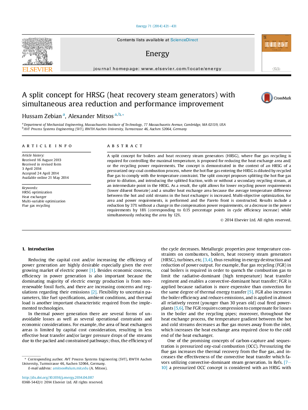 A split concept for HRSG (heat recovery steam generators) with simultaneous area reduction and performance improvement