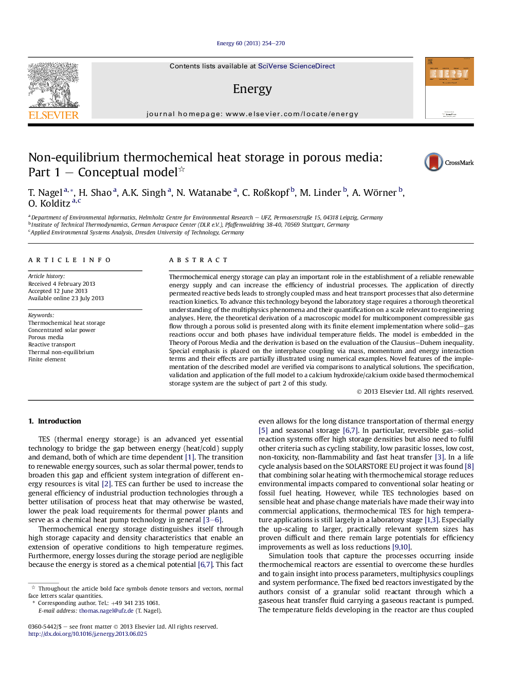 Non-equilibrium thermochemical heat storage in porous media: Part 1 – Conceptual model 