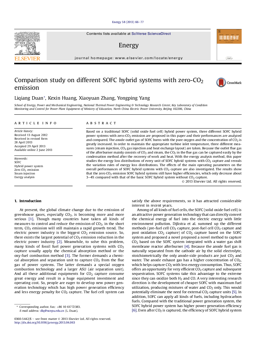 Comparison study on different SOFC hybrid systems with zero-CO2 emission