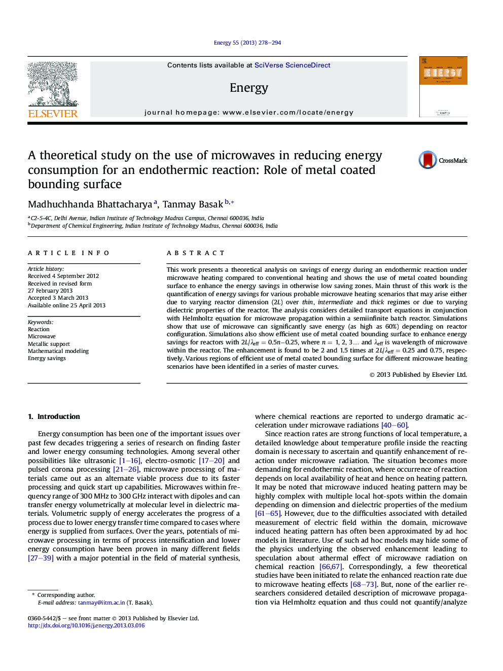 A theoretical study on the use of microwaves in reducing energy consumption for an endothermic reaction: Role of metal coated bounding surface