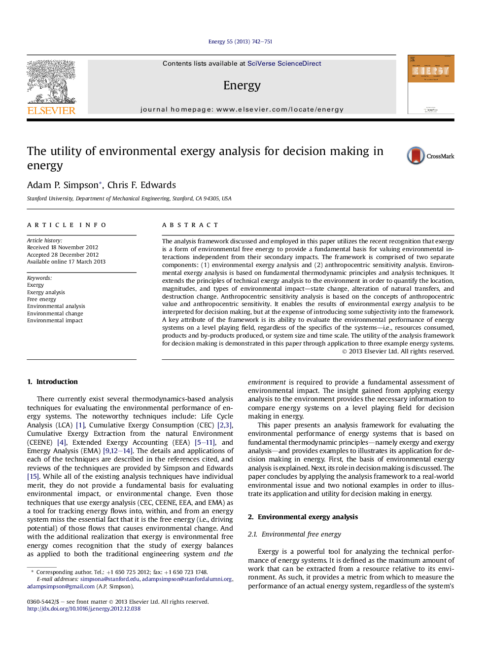 The utility of environmental exergy analysis for decision making in energy