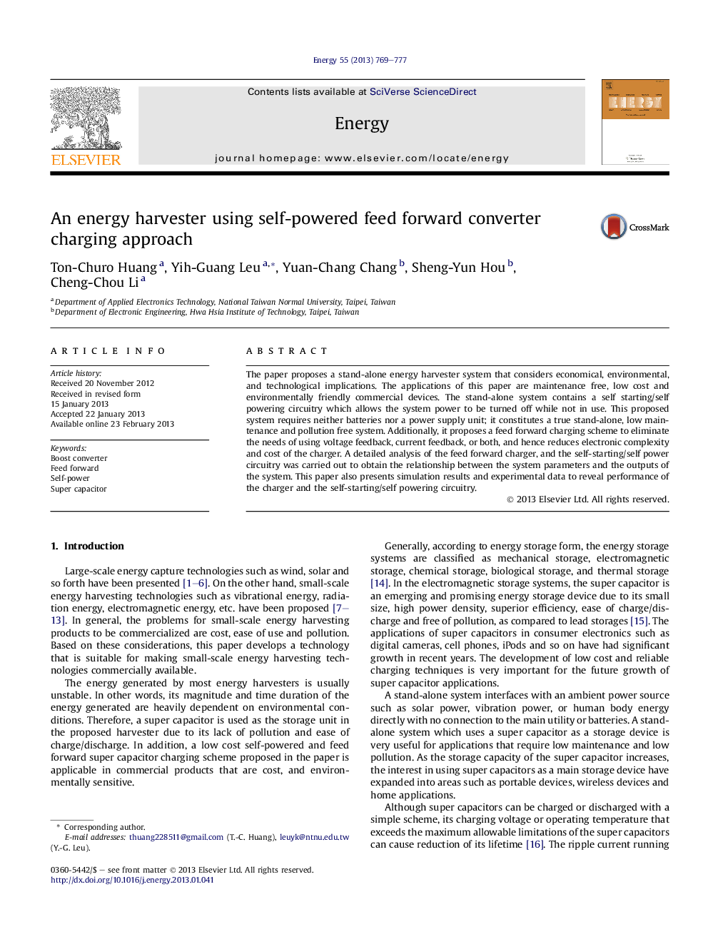 An energy harvester using self-powered feed forward converter charging approach