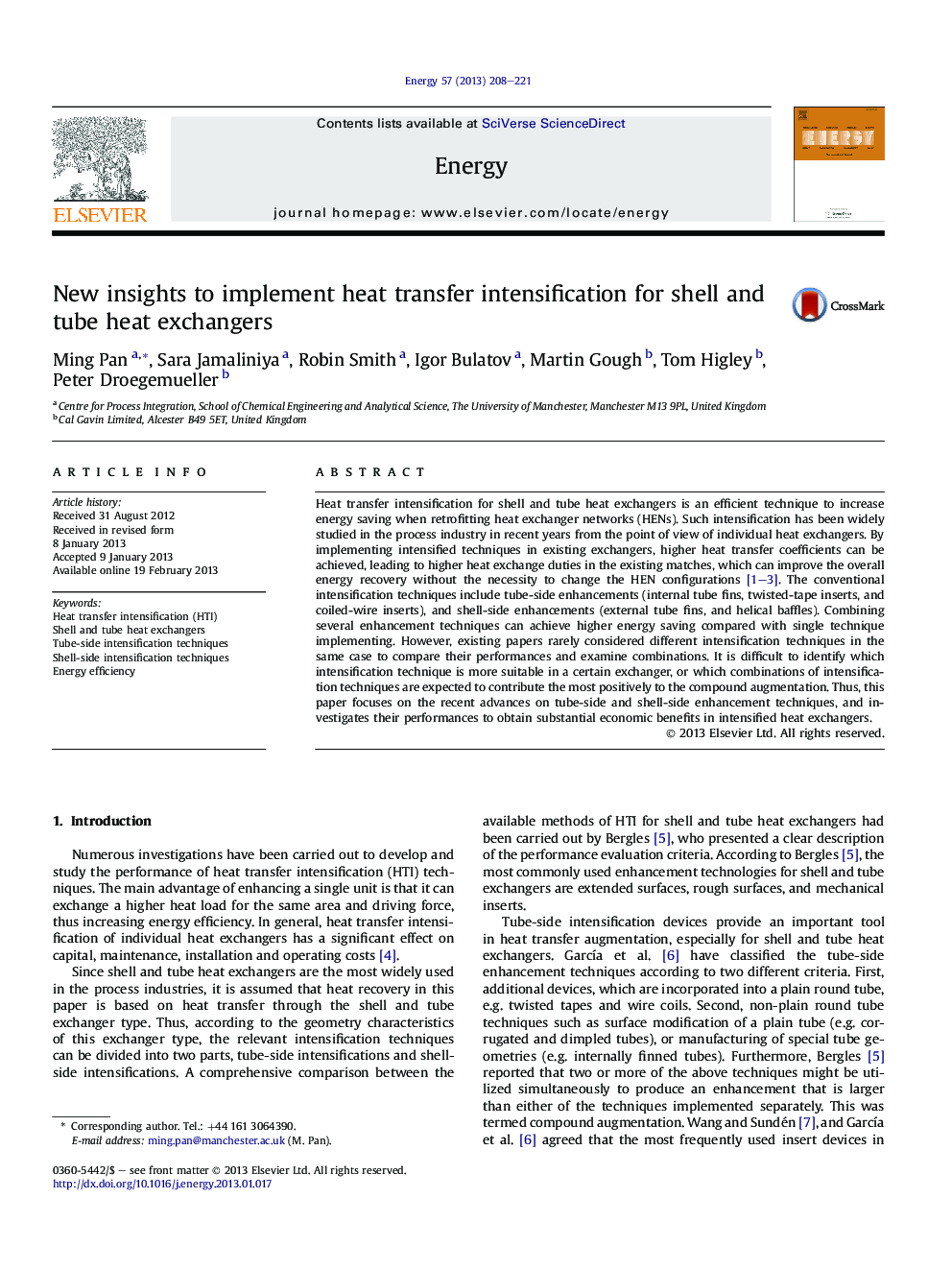 عکس صفحه اول مقاله: New insights to implement heat transfer intensification for shell and tube heat exchangers New insights to implement heat transfer intensification for shell and tube heat exchangers