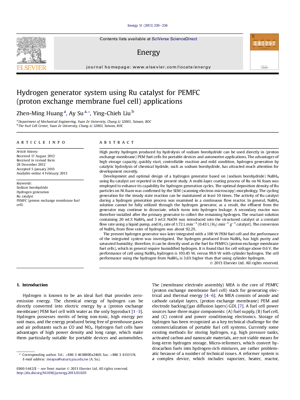 Hydrogen generator system using Ru catalyst for PEMFC (proton exchange membrane fuel cell) applications