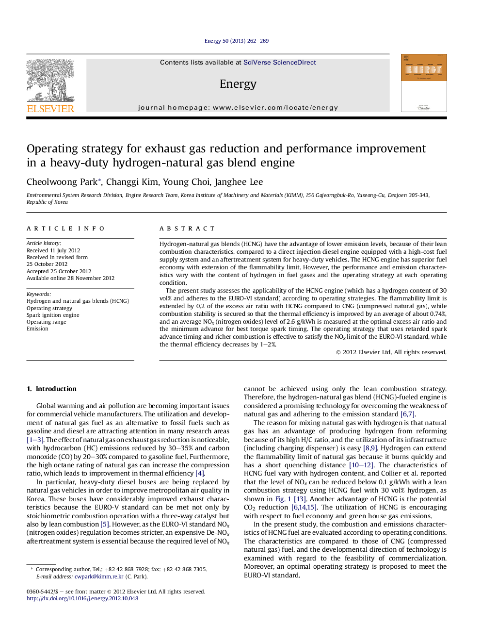 Operating strategy for exhaust gas reduction and performance improvement in a heavy-duty hydrogen-natural gas blend engine