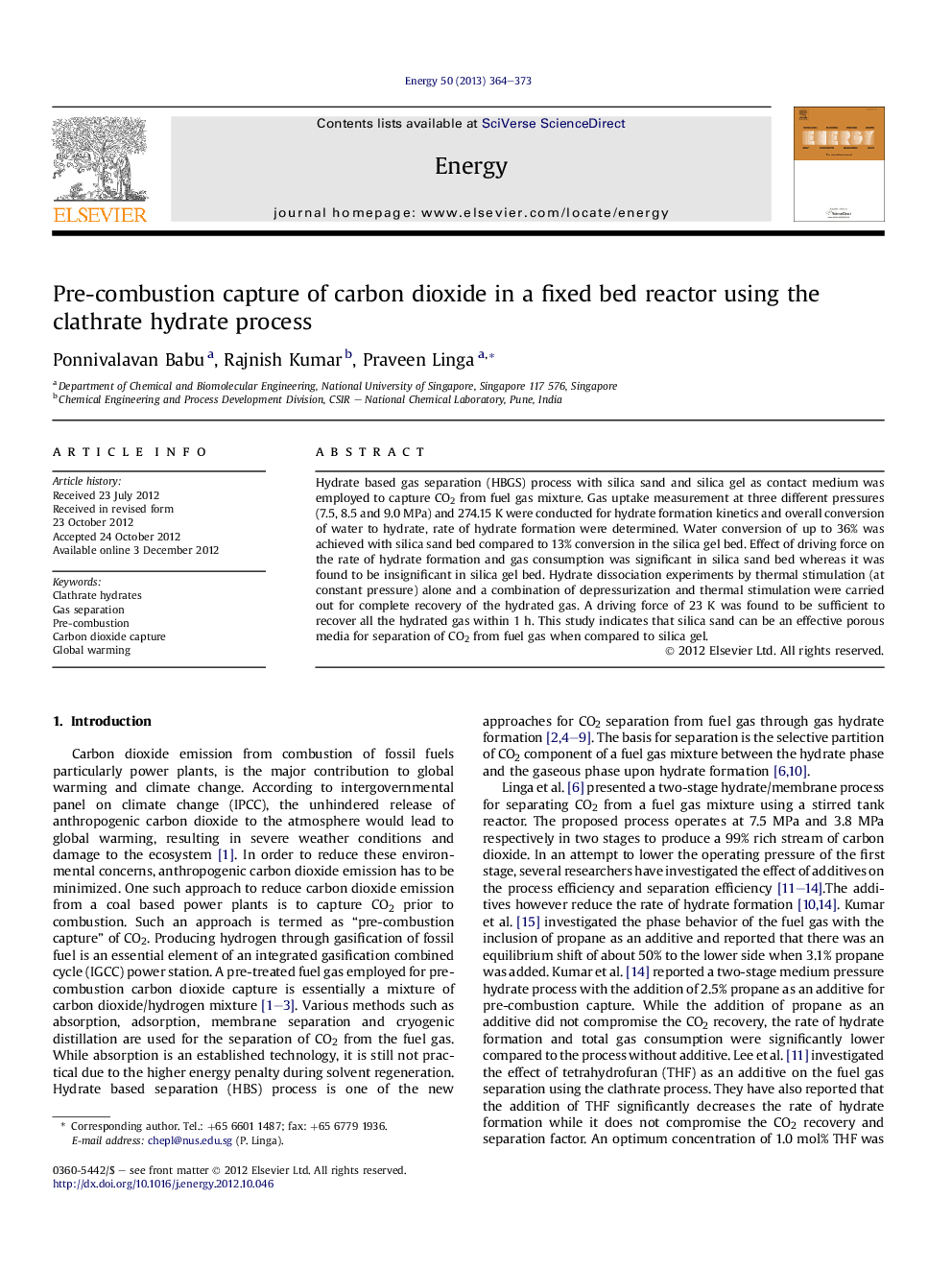 Pre-combustion capture of carbon dioxide in a fixed bed reactor using the clathrate hydrate process