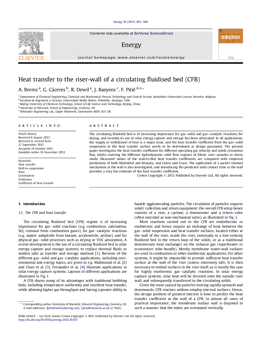 Heat transfer to the riser-wall of a circulating fluidised bed (CFB)