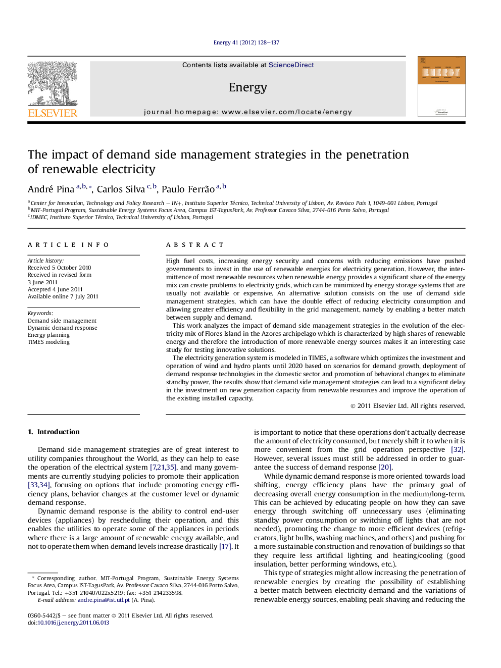 The impact of demand side management strategies in the penetration of renewable electricity