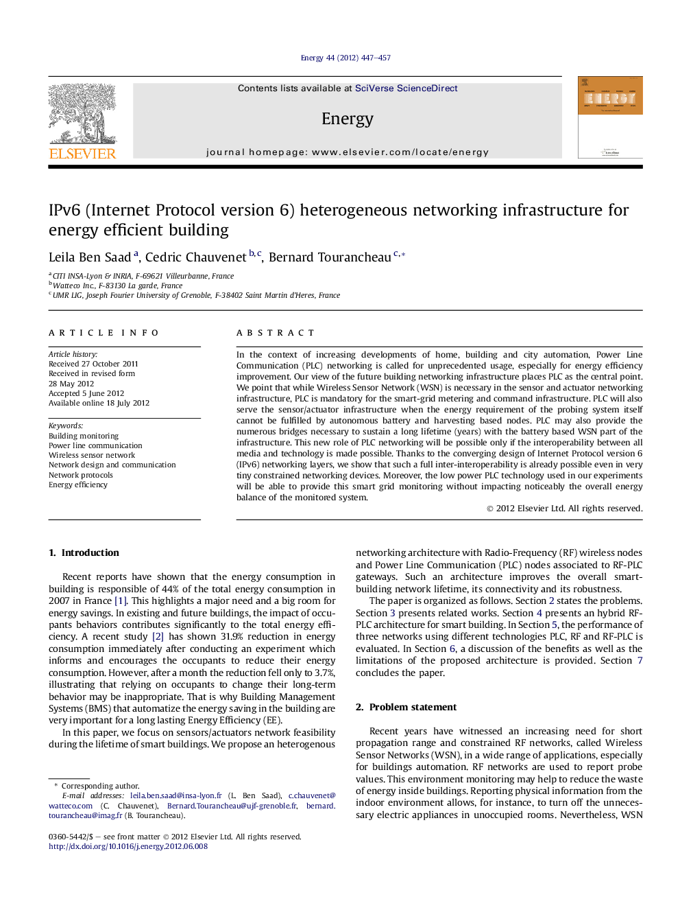 IPv6 (Internet Protocol version 6) heterogeneous networking infrastructure for energy efficient building