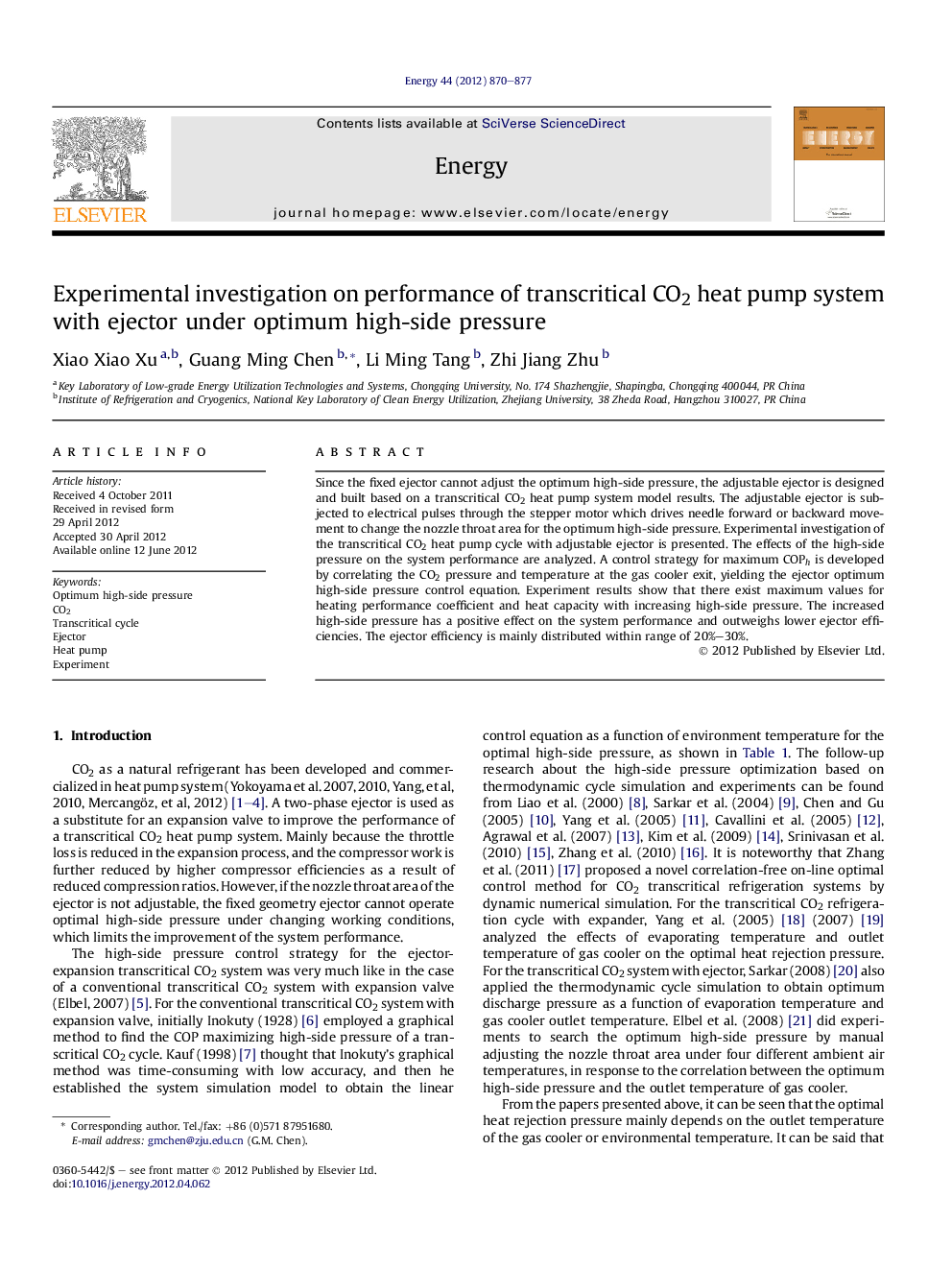 Experimental investigation on performance of transcritical CO2 heat pump system with ejector under optimum high-side pressure