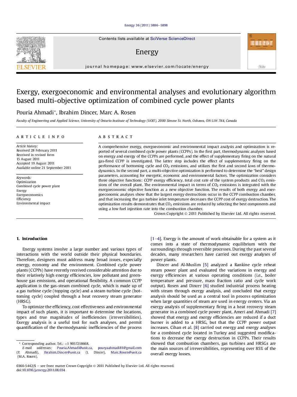 Exergy, exergoeconomic and environmental analyses and evolutionary algorithm based multi-objective optimization of combined cycle power plants