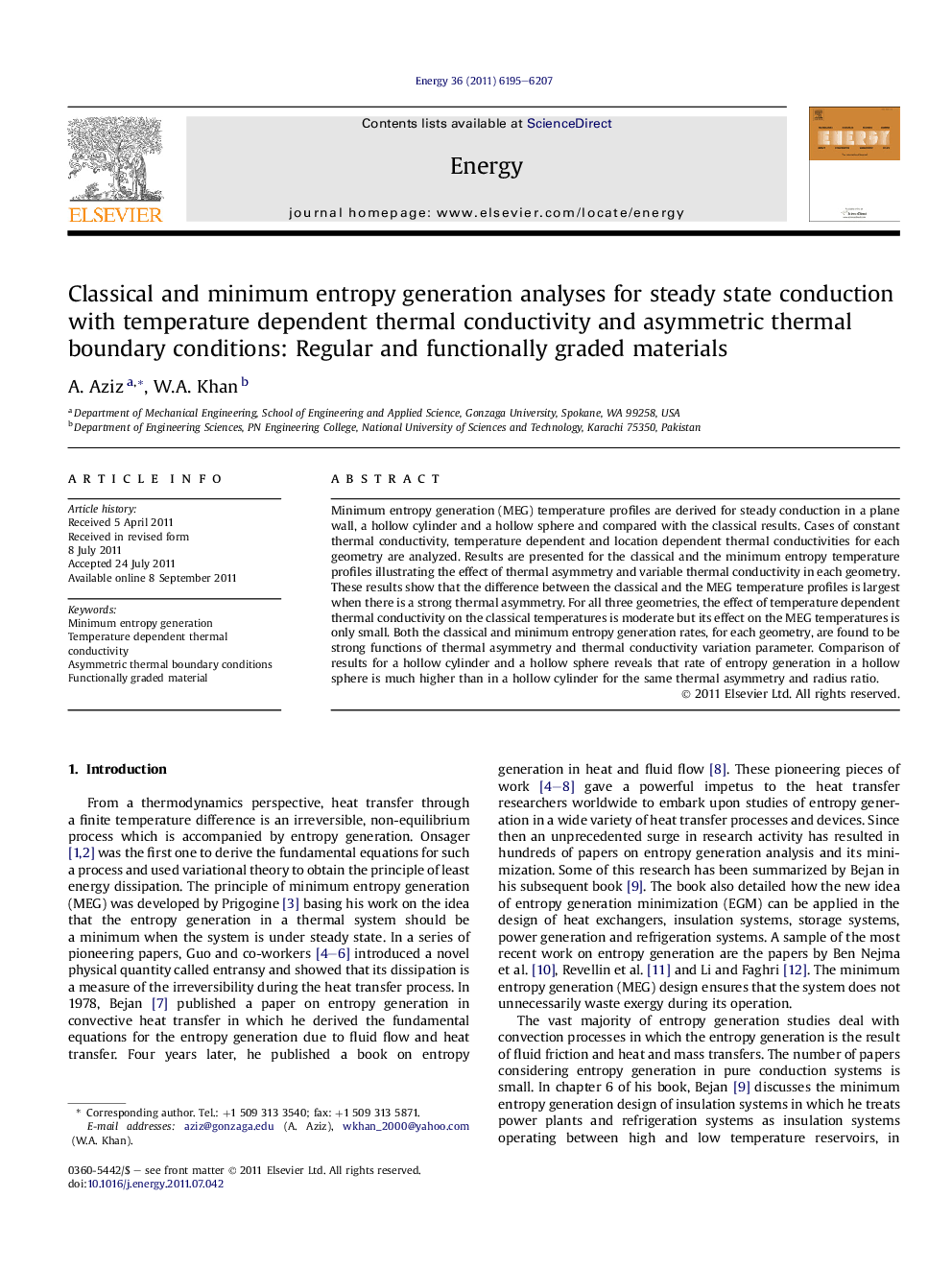 Classical and minimum entropy generation analyses for steady state conduction with temperature dependent thermal conductivity and asymmetric thermal boundary conditions: Regular and functionally graded materials