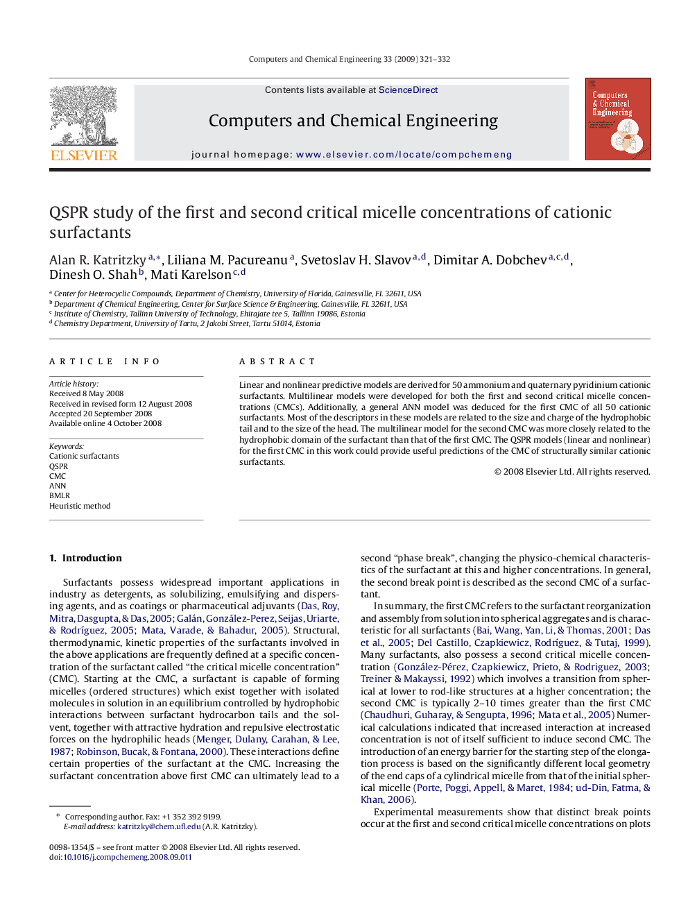 QSPR study of the first and second critical micelle concentrations of cationic surfactants