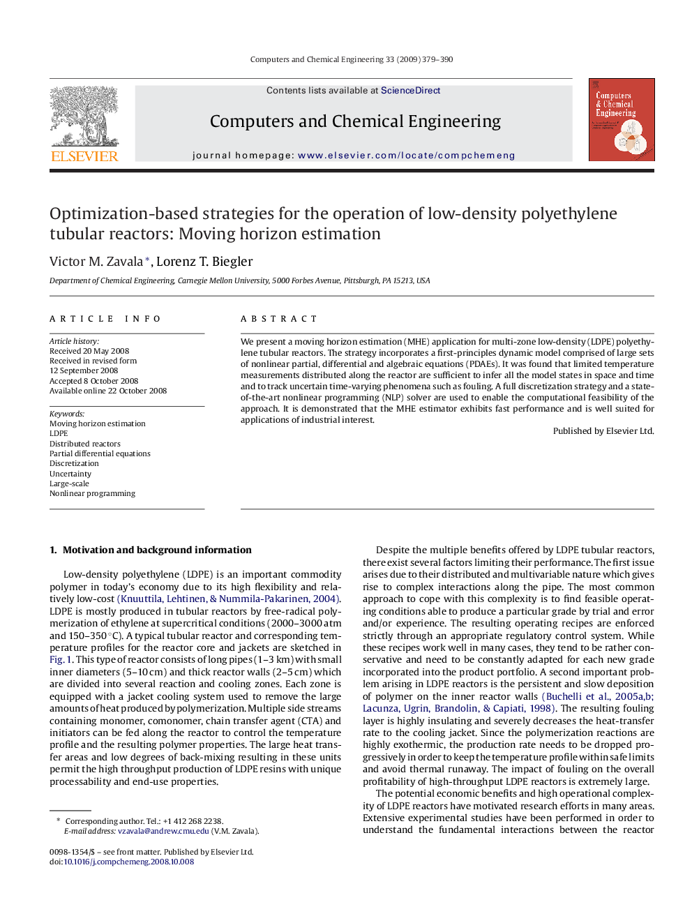 Optimization-based strategies for the operation of low-density polyethylene tubular reactors: Moving horizon estimation