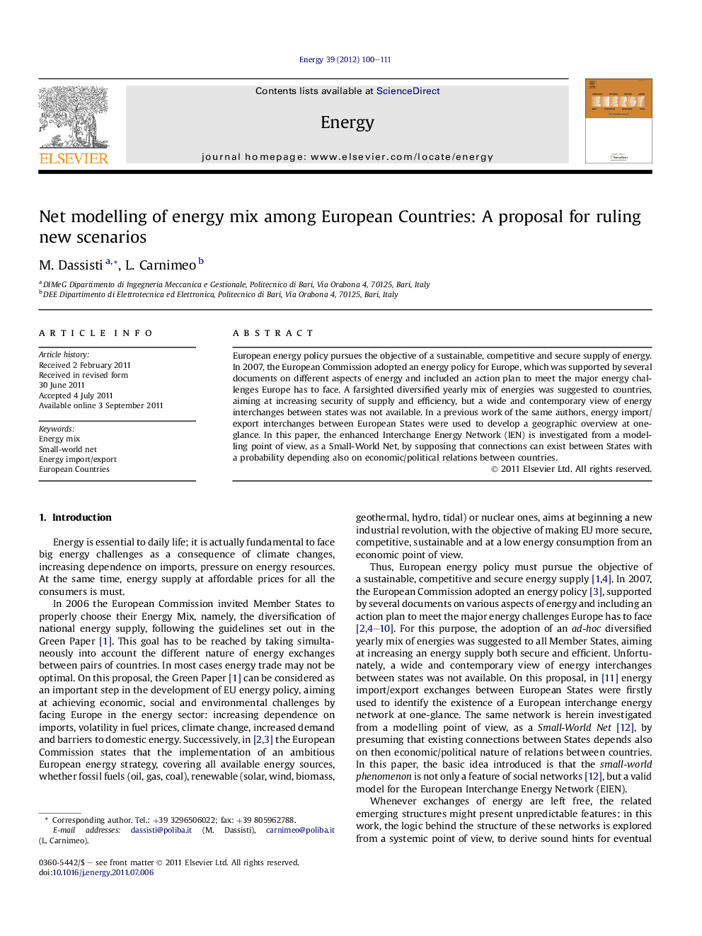 Net modelling of energy mix among European Countries: A proposal for ruling new scenarios