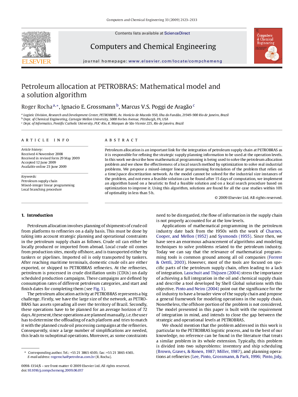 Petroleum allocation at PETROBRAS: Mathematical model and a solution algorithm