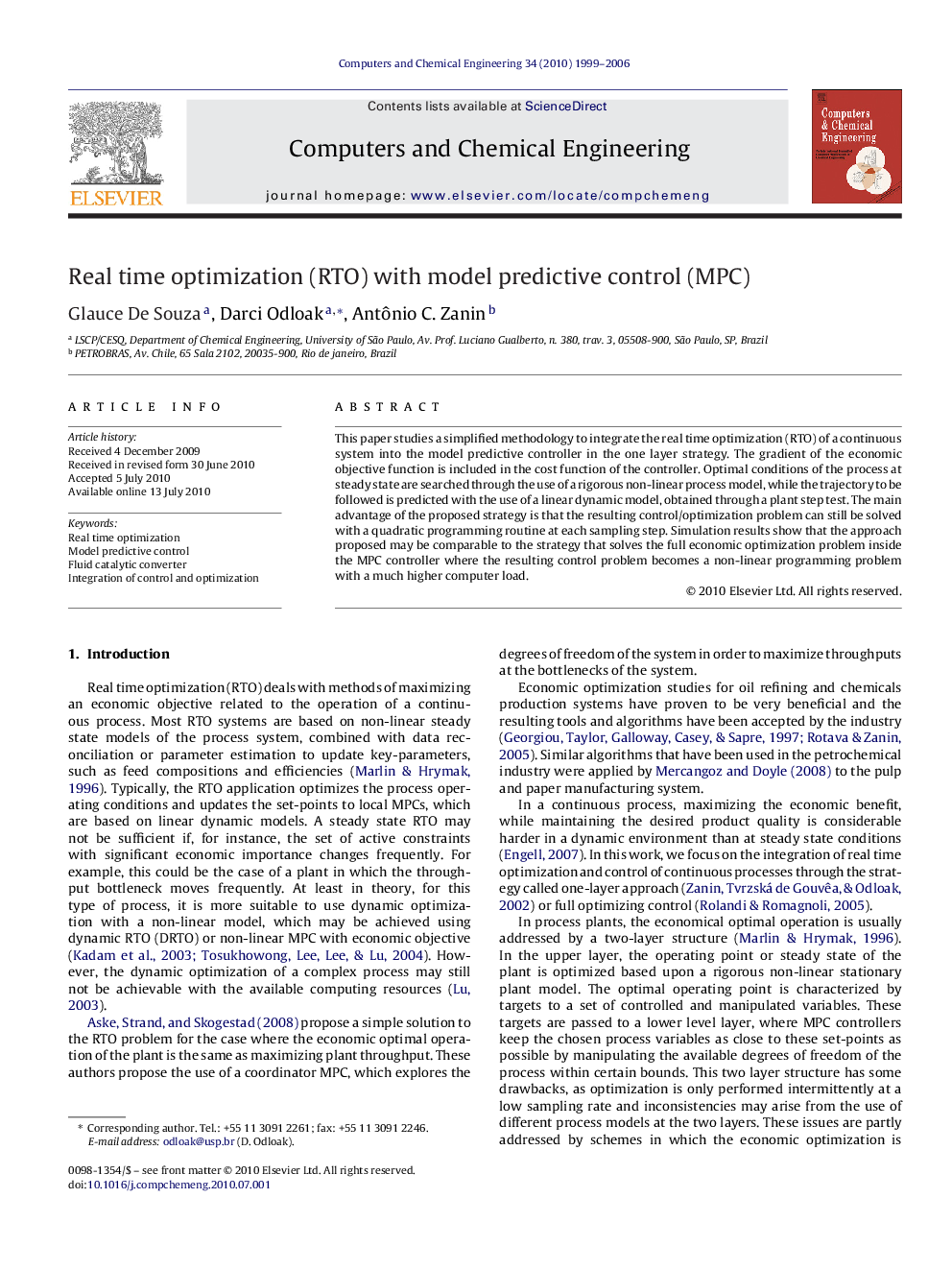 Real time optimization (RTO) with model predictive control (MPC)