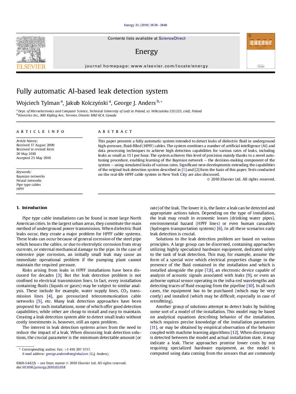 Fully automatic AI-based leak detection system