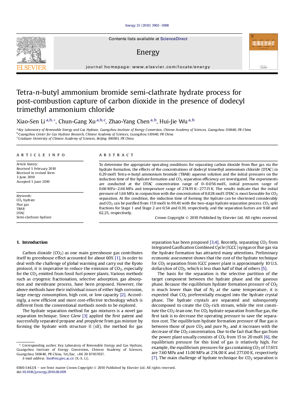 Tetra-n-butyl ammonium bromide semi-clathrate hydrate process for post-combustion capture of carbon dioxide in the presence of dodecyl trimethyl ammonium chloride