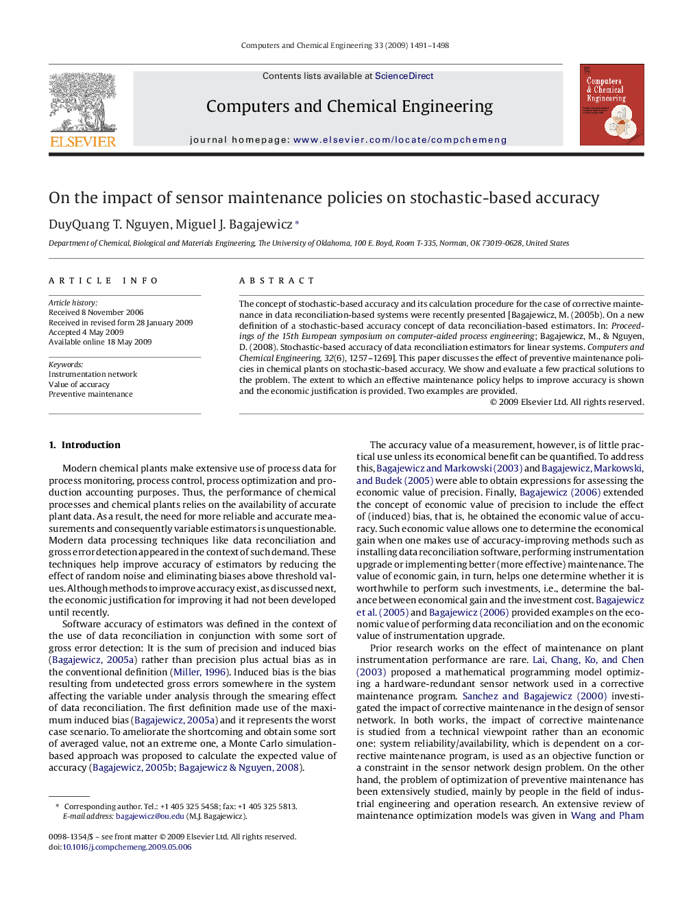 On the impact of sensor maintenance policies on stochastic-based accuracy