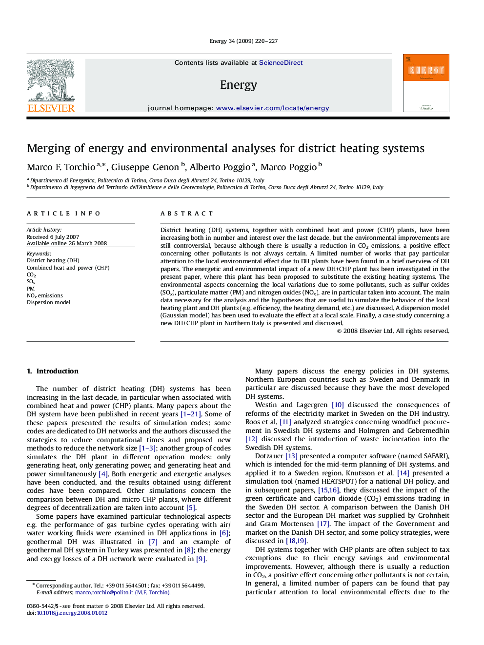 عکس صفحه اول مقاله: Merging of energy and environmental analyses for district heating systems Merging of energy and environmental analyses for district heating systems