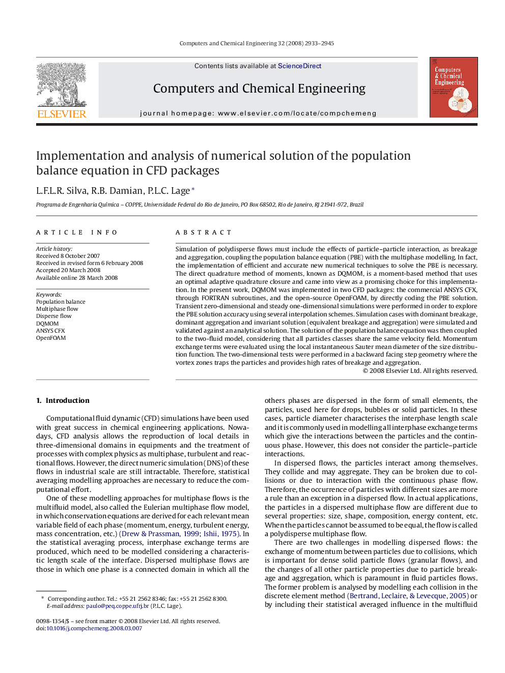 Implementation and analysis of numerical solution of the population balance equation in CFD packages