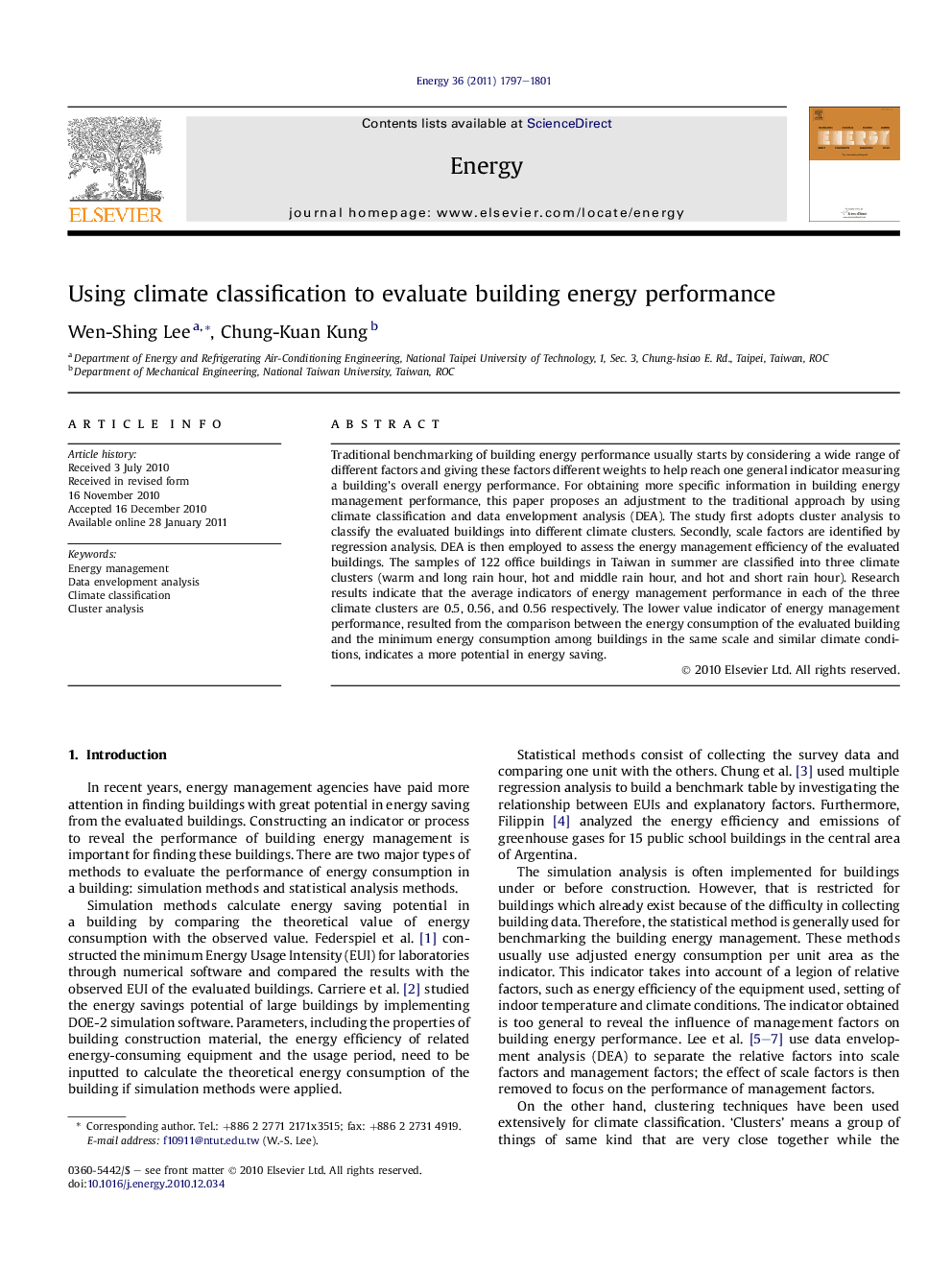 Using climate classification to evaluate building energy performance