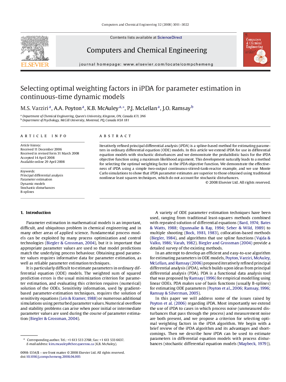 Selecting optimal weighting factors in iPDA for parameter estimation in continuous-time dynamic models