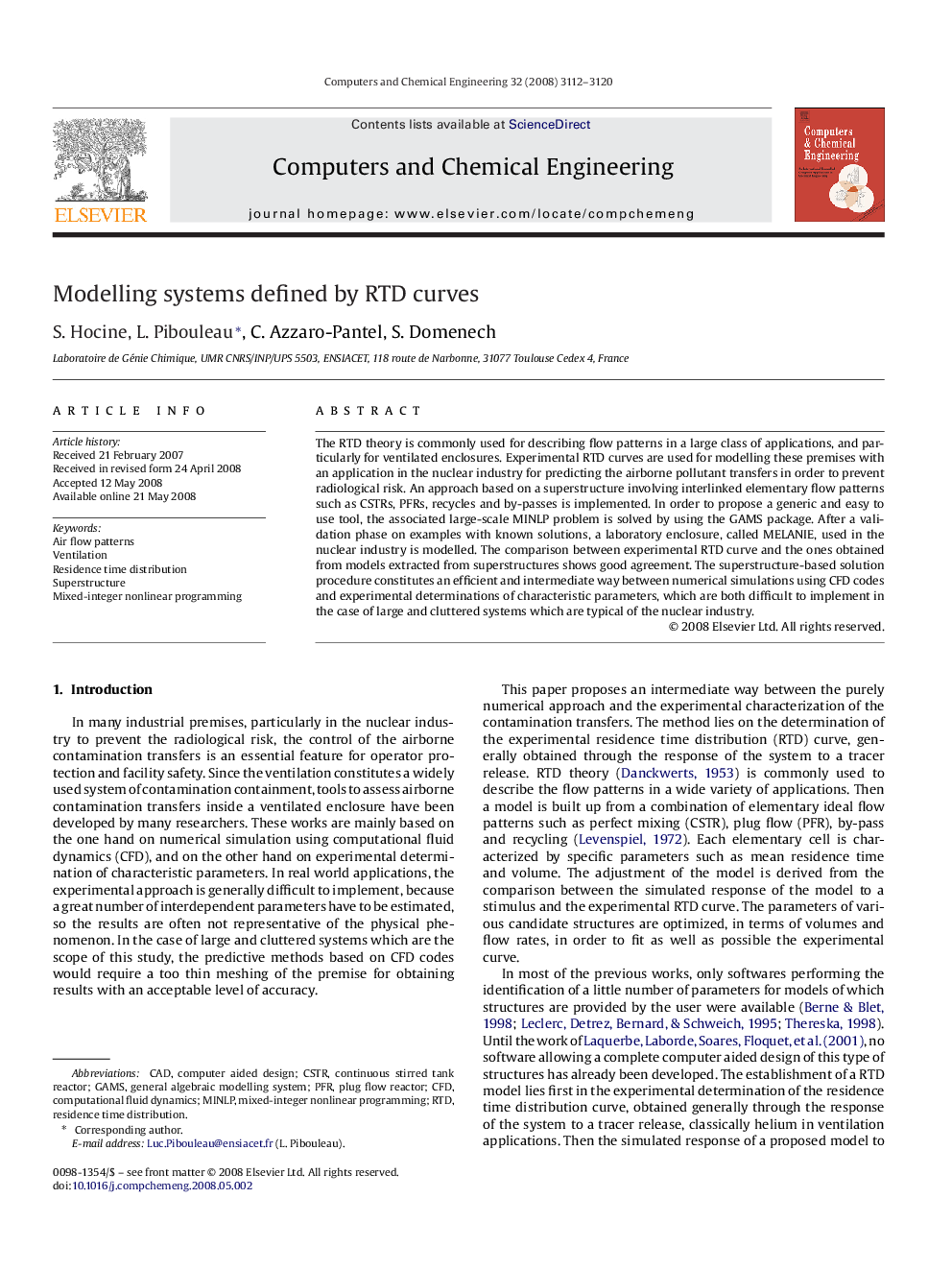 Modelling systems defined by RTD curves