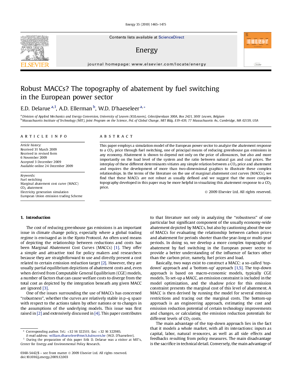 Robust MACCs? The topography of abatement by fuel switching in the European power sector