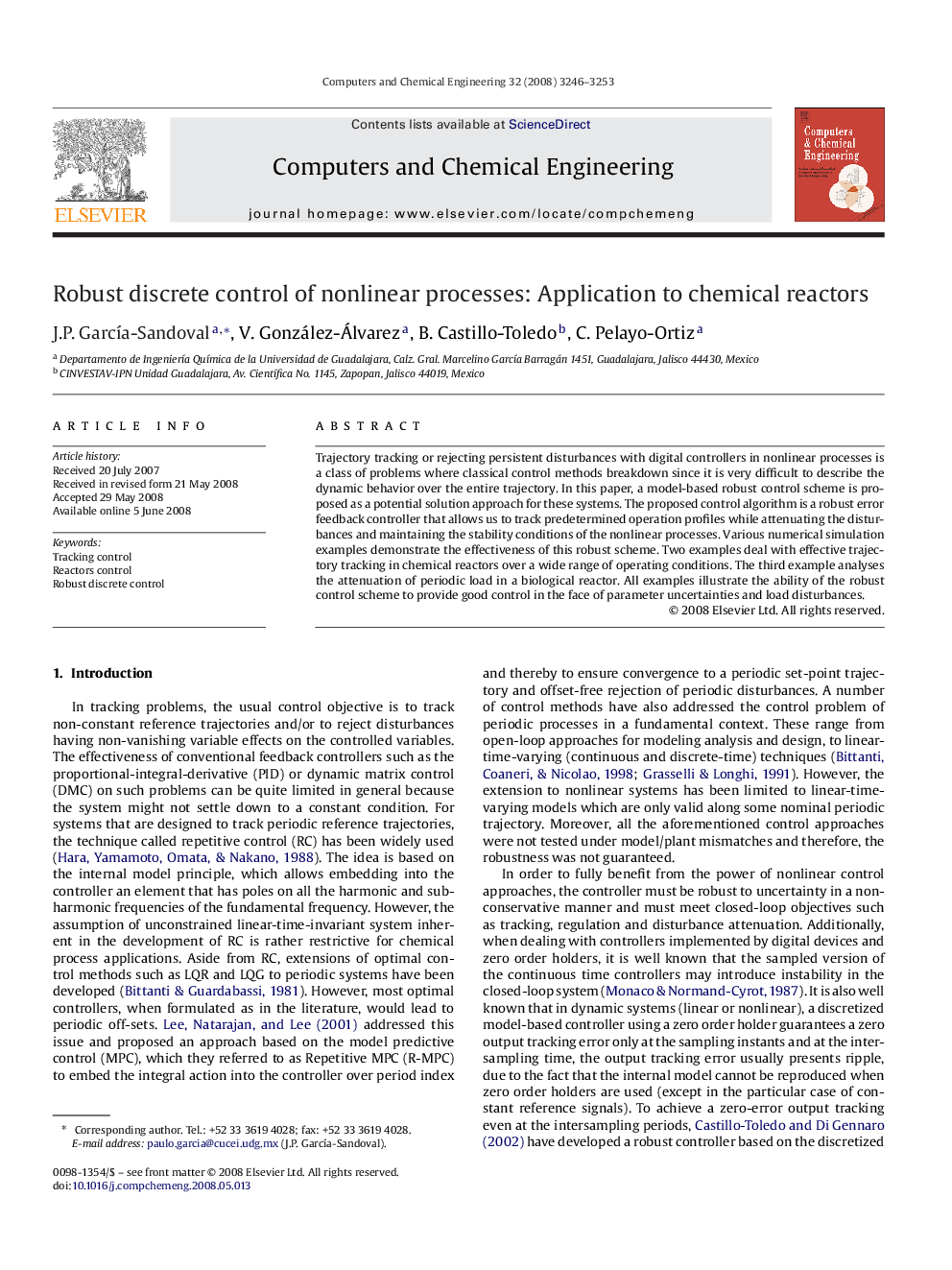 Robust discrete control of nonlinear processes: Application to chemical reactors