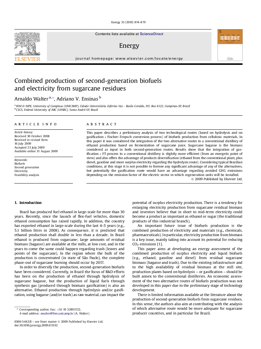 Combined production of second-generation biofuels and electricity from sugarcane residues