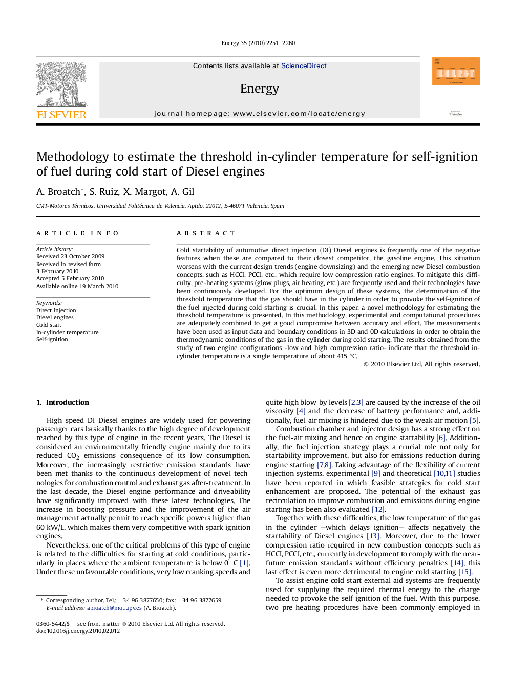 Methodology to estimate the threshold in-cylinder temperature for self-ignition of fuel during cold start of Diesel engines