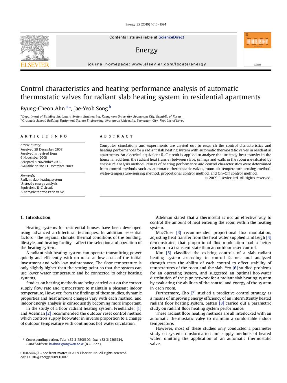 Control characteristics and heating performance analysis of automatic thermostatic valves for radiant slab heating system in residential apartments