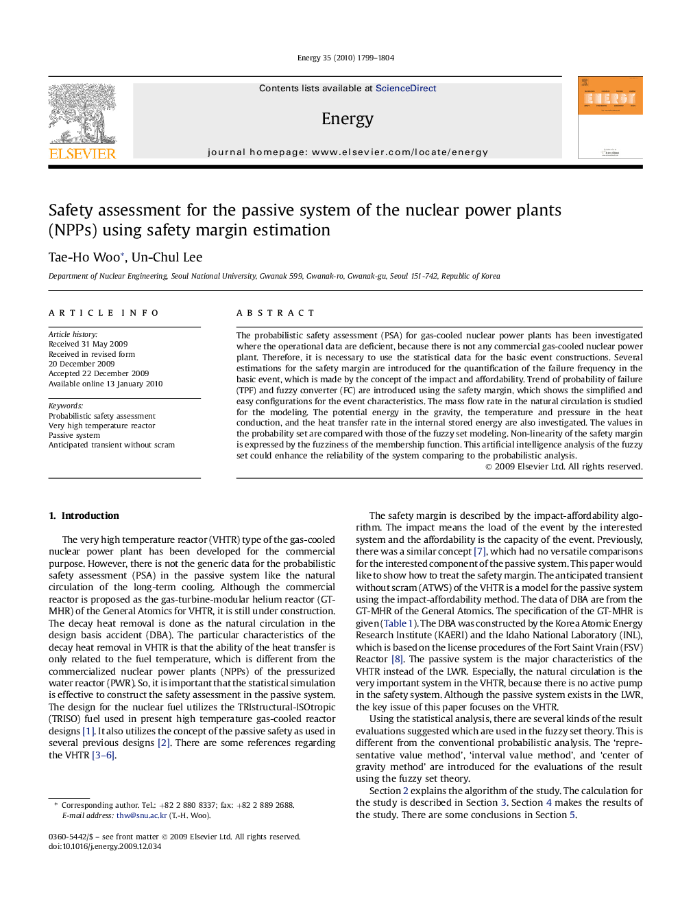 Safety assessment for the passive system of the nuclear power plants (NPPs) using safety margin estimation