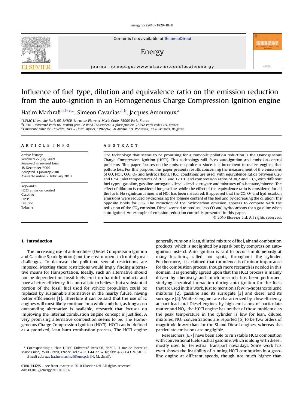 Influence of fuel type, dilution and equivalence ratio on the emission reduction from the auto-ignition in an Homogeneous Charge Compression Ignition engine