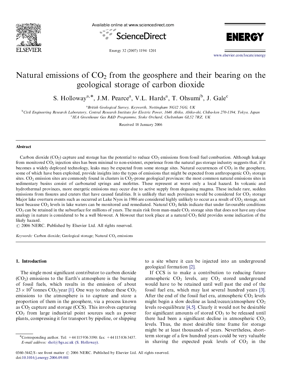 Natural emissions of CO2 from the geosphere and their bearing on the geological storage of carbon dioxide